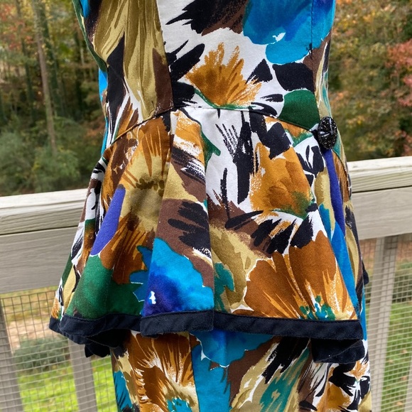 Vintage 80s Open Back Floral Peplum Wiggle Dress - Picture 7 of 11